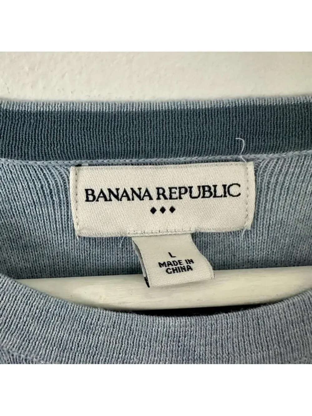 New Banana Republic Men's Light Blue Crew Neck Long Sleeve Shirt Size L